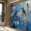 1pc Hummingbird & Blossom Shower Curtain - Vibrant Polyester Fabric with Iridescent Feathers & Impressionistic Pink/White Blosso