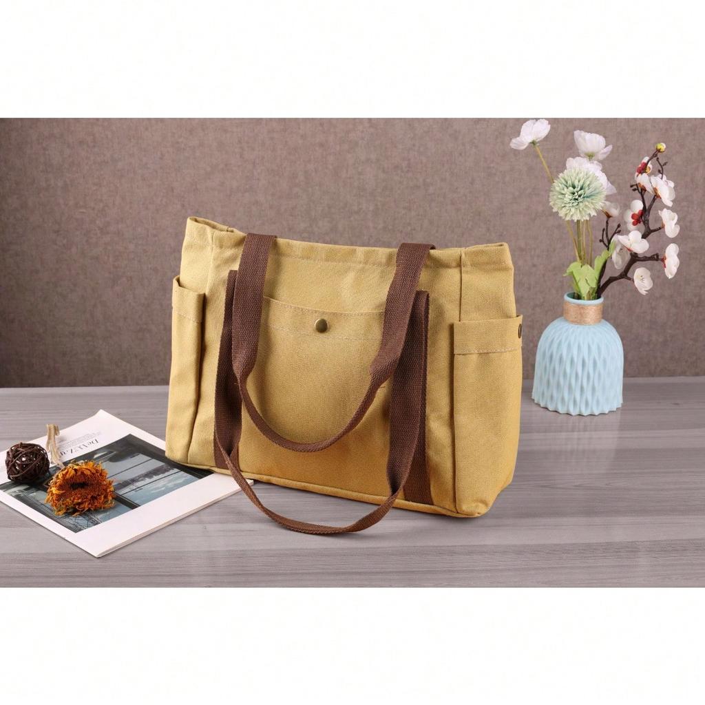 1 Stück Leinwandtasche für Damen, große Kapazität, einfache und vielseitige Tragetasche, Tote Bag, Einkaufstasche, Umhängetasche