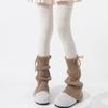 Thickened Middle Tube Socks Gift New Solid Color Leg Warmers Knitted Bow Harajuku Mid Calf Sock