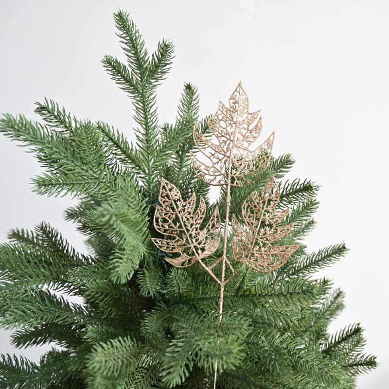 Simulation Christmas decoration cuttings three prongs round pine leaves Christmas tree special accessories decorative home ornaments