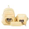 New Student Backpack for Primary and Secondary School Students Three Piece Set Large Capacity Cute Cat Class Backpack