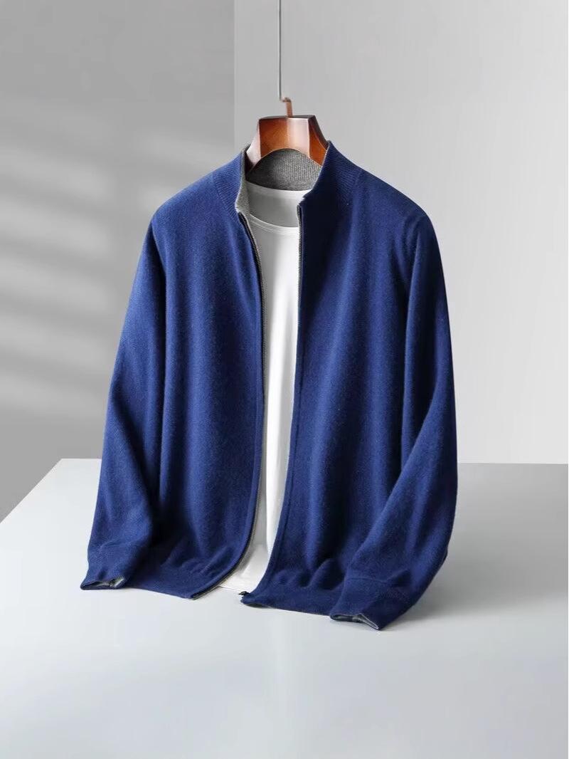 Men s Reversible 100 Pure Wool Zipper Cardigan Sweater XXL 7498₽
