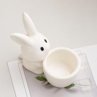 Bunny Candle Holder White Cute Easter Egg Stand Decor Easter Candle Holder Bunny Decor For Banquet Gathering Party Shelf Desk