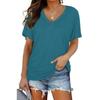 Women Casual Summer T Shirt V Neck Short Sleeve Solid Color Top Clothing
