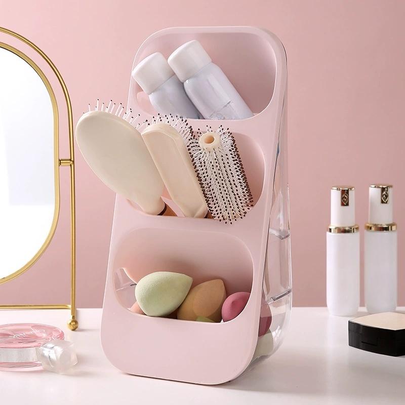 

Ins Large Capacity Cosmetic Organizer Shelf with Tiered Shelves - Space-Saving Countertop Suitable for Vanity, Bathroom, Desk розовый