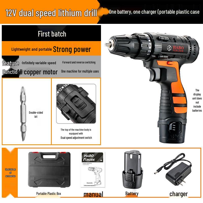 12V Rechargeable Lithium Impact Drill and Electric Screwdriver/Wrench Combo