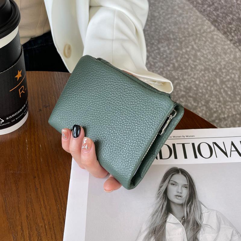 

2026 Genuine Leather Wallet Women, Short Folding Top Layer Cowhide, Multi-position Vertical Wallet