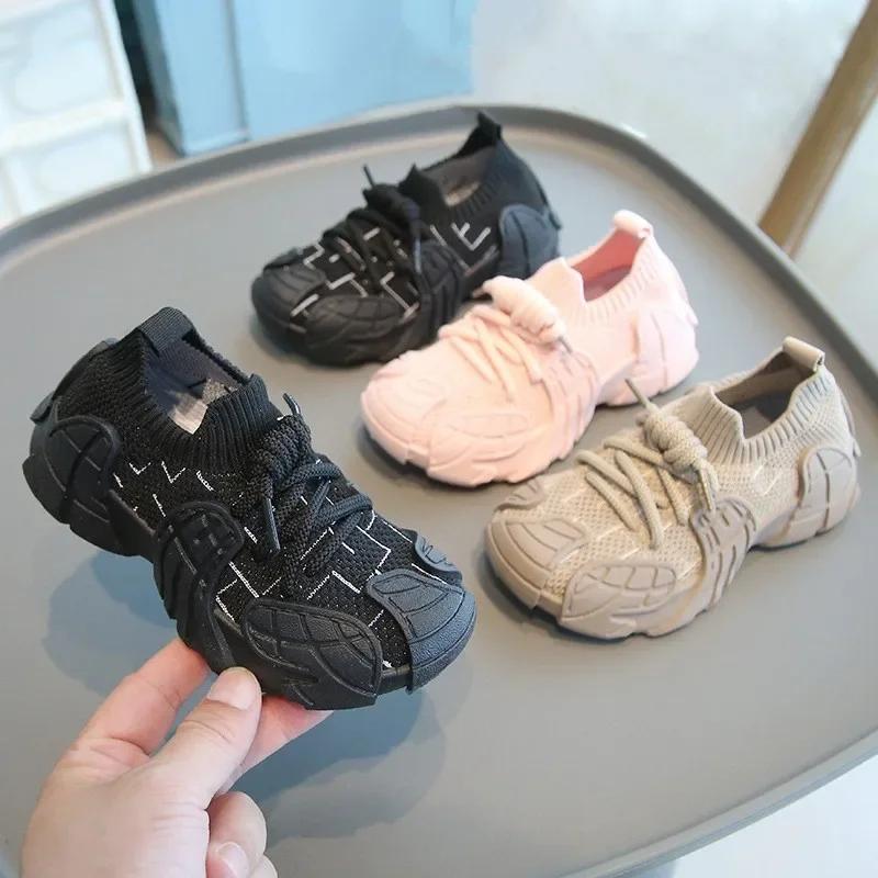Spring Autumn Soft Soled Women Sneakers Elastic Casual Child Sneaker Fashion Versatile Girls Shoes Comfort Breathable Boy Shoe