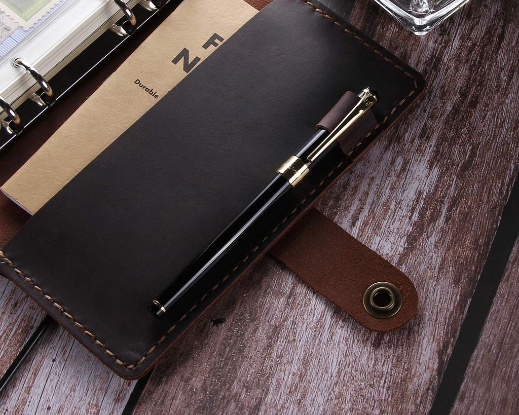 CEETOL A6 Size Personal Genuine Leather Notebook Original 3 Memo Card Business Office Graduation Retirement Job Offer Promotion Coffee Planner, Cover,