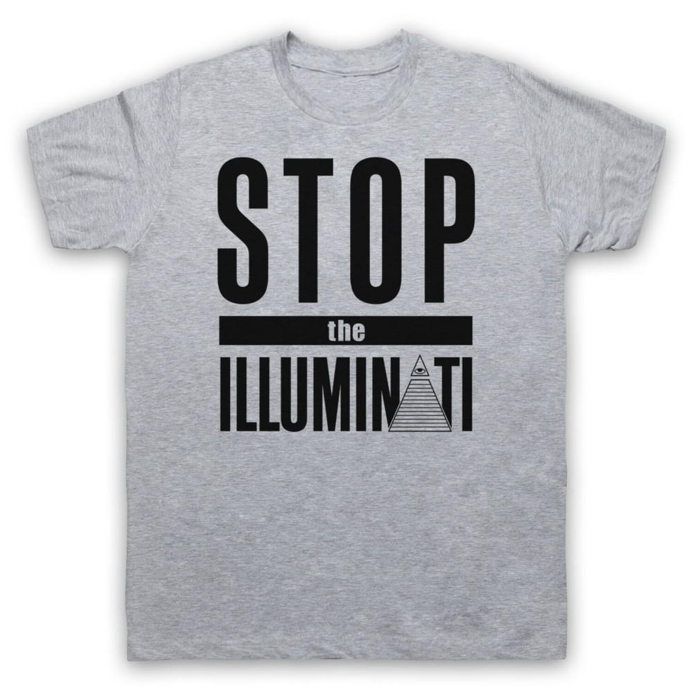 

Stop The Illuminati Slogan Conspiracy Theory Society Mens And Womens T-Shirt 3XL