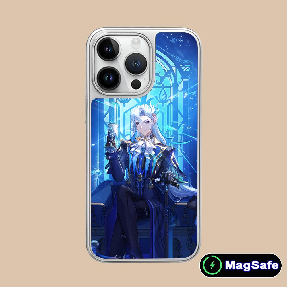 Game GI Neuvillette Silver Plating Magsafe Mobile Phone Case for iPhone 17 16 15 14 13 12 11 Air Pro Max Plus Colorful Cover