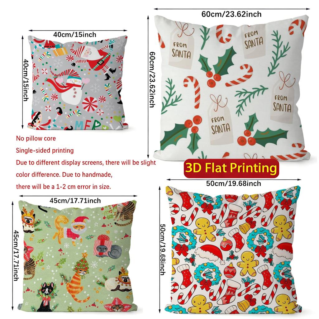 Christmas Cute Throw Pillow Covers Pattern Cushion Cover Suitable for Sofa Bedroom Car Pillow Cover