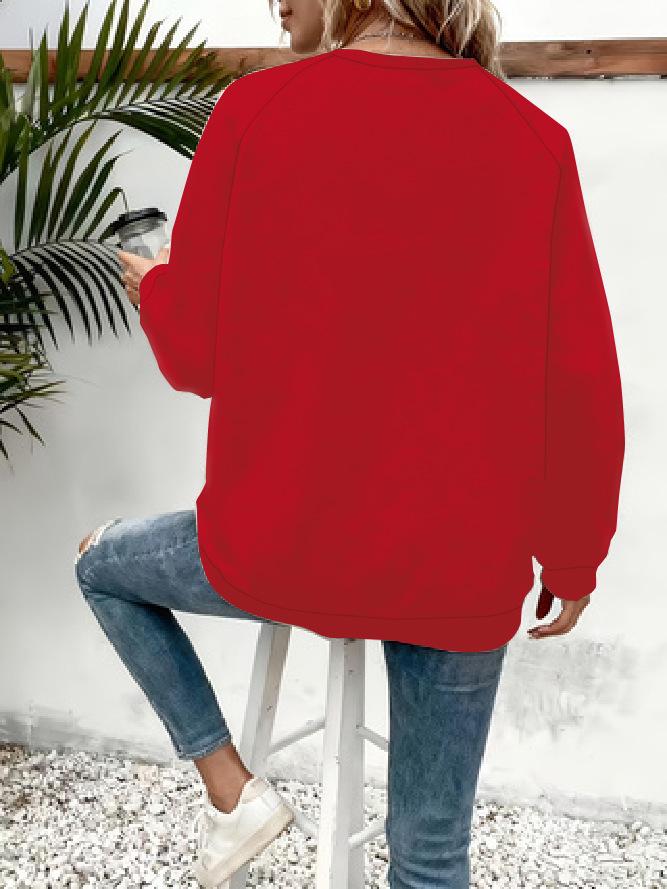 Damen Hoodie mit Herz- und Schmetterlingsprint - Mehrfarbig, Rundhalsausschnitt, Langarm, Lässiges vielseitiges Oberteil.