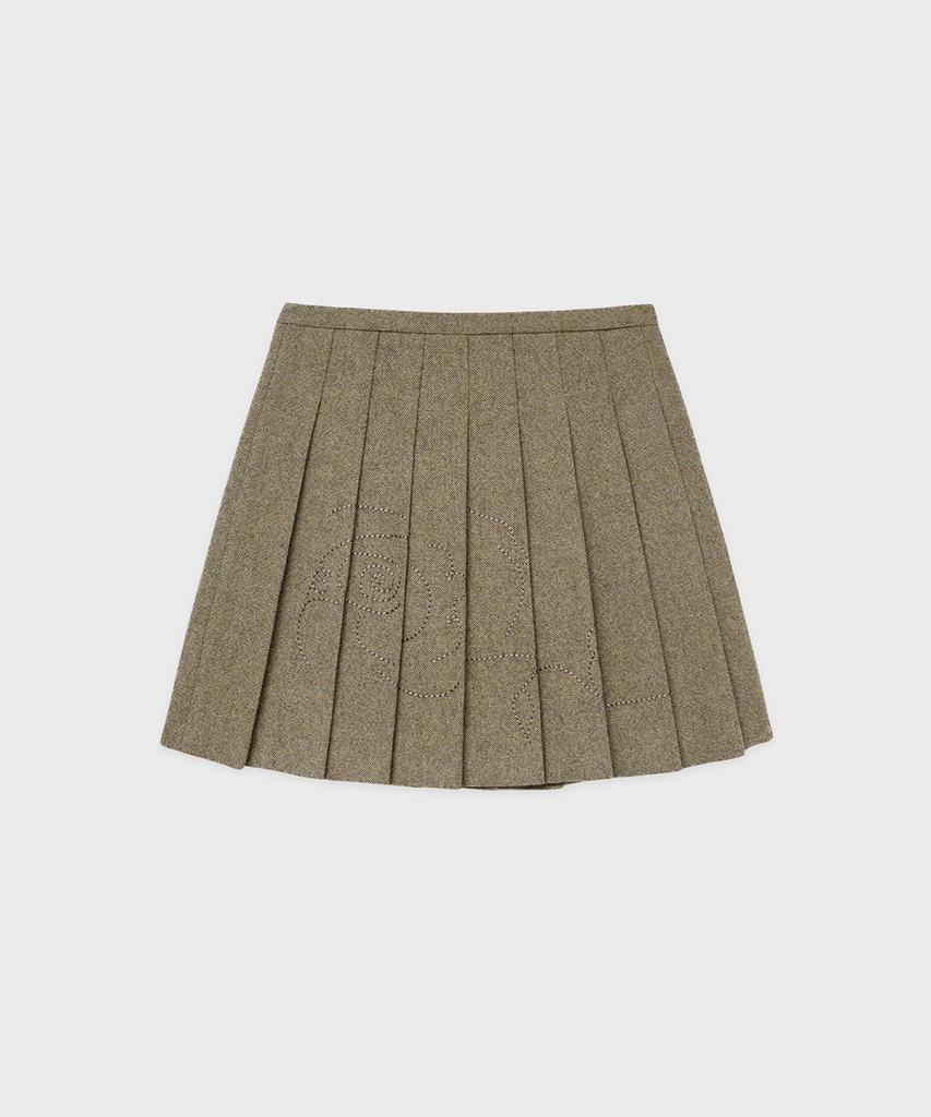 Sinun Sn Wool Blend Pleated Skirt (Beige)
