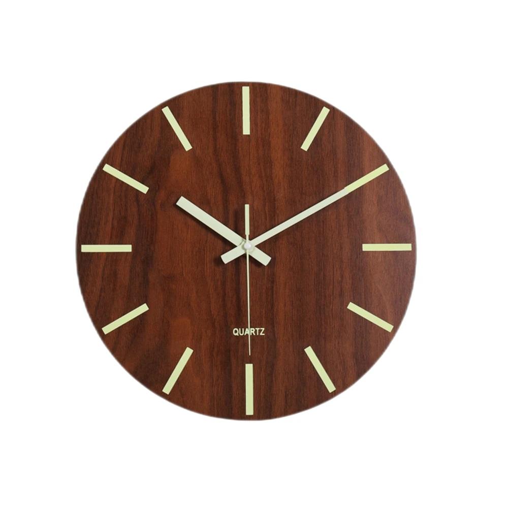 

Светящиеся настенные часы, деревянный дизайн, ночные огни, круглые большие часы, легко читаемые, светятся в темноте, современные часы, домашний декор, современные