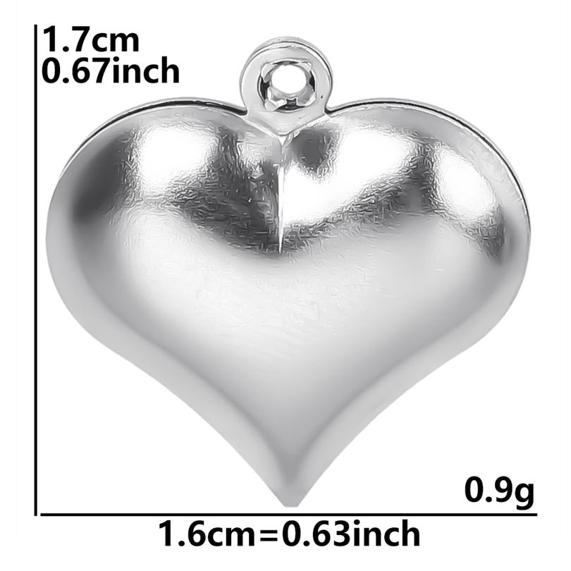 10pcs/Lot Stainless Steel Heart Pendants For Jewelry Making Supplies Various Size Metal Love Charm DIY Keychain Bracelet Finding
