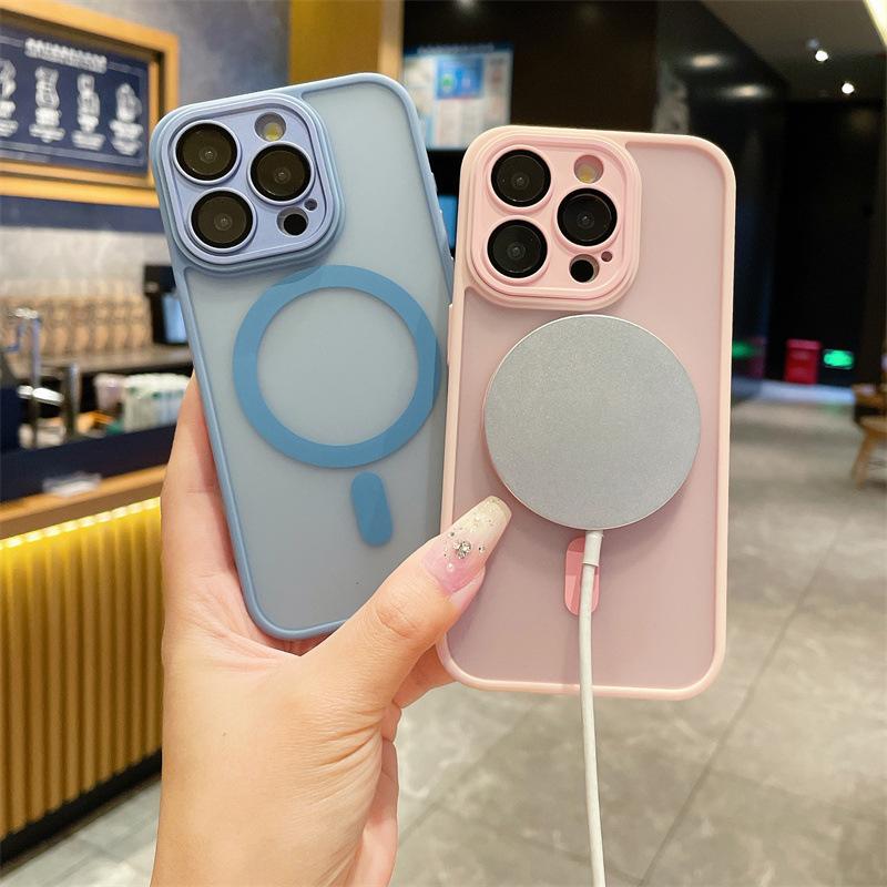Applicable to iPhone16promax matte magnetic mobile phone case Apple 15 lens all-inclusive anti-drop 14 ultra-thin sheath