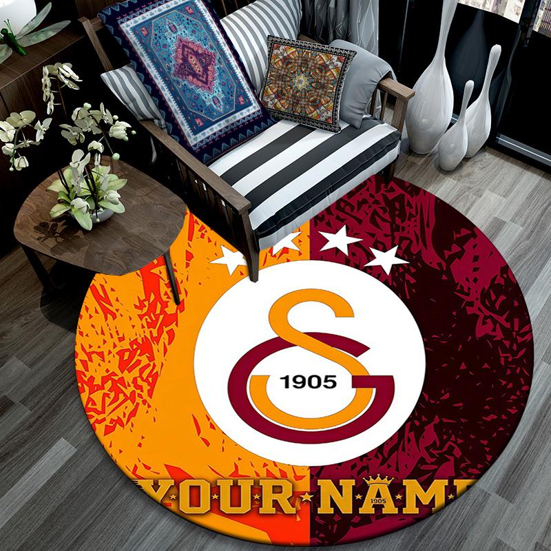 Custom Name,Galatasaray SK pattern round rug,Carpet Rug for Living Room Bedroom Playroom ,Non-slip Floor Mat,Holiday Gifts and Birthday Gifts.