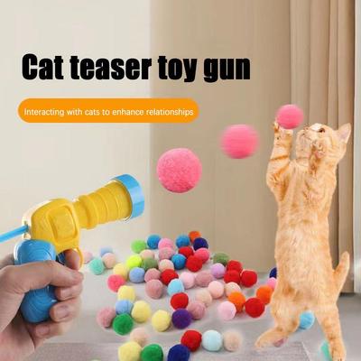 Jouets pour chats, jouet interactif d'entraînement au lancement pour chaton, jeux créatifs de mini-pistolet de tir, jouets en peluche extensible, fournitures pour animaux de compagnie