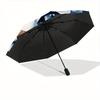 1pc Cat Blue Automatic Cute Umbrella High Quality Canopy, Portable Folding Umbrella with, Ideal Gift for - Travel, Everyday, Formal Events, Stylish Ac