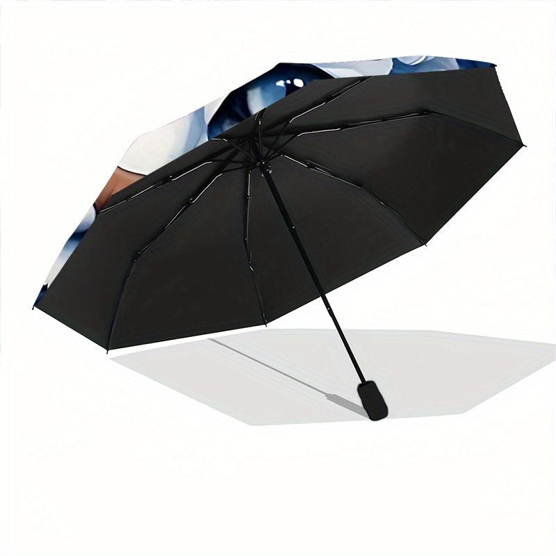 1pc Cat Blue Automatic Cute Umbrella High Quality Canopy, Portable Folding Umbrella with, Ideal Gift for - Travel, Everyday, Formal Events, Stylish Ac