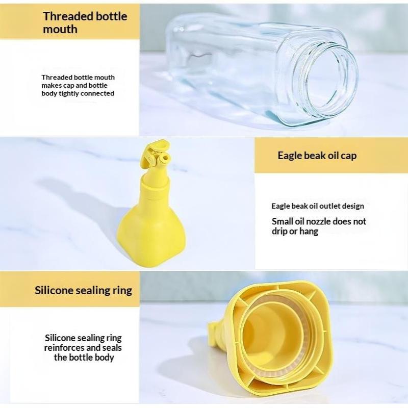 1Pcs Glass Oil Dispenser Bottle With Flip Top Lid Leak Proof Seasoning Sauce Vinegar Storage Container For Kitchen Cooking