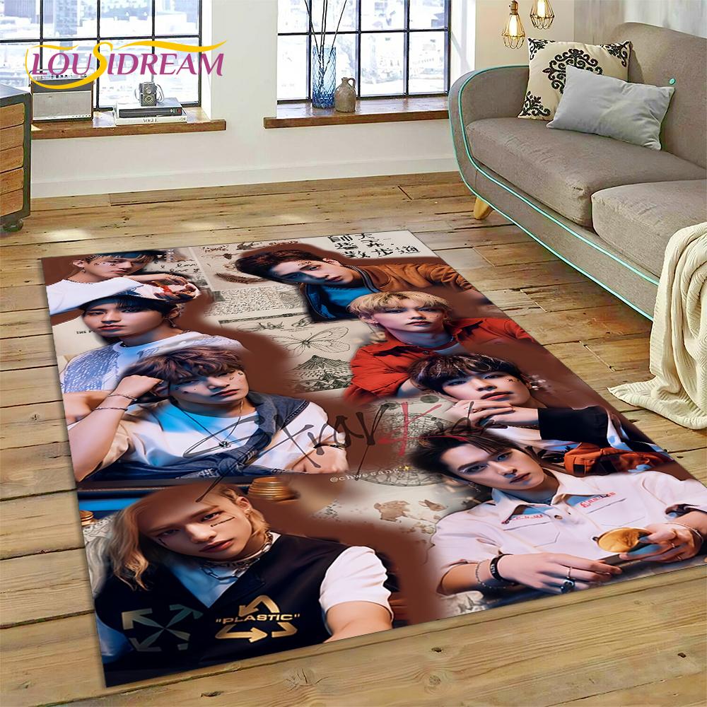 HD Korea Kpop Stray Kids 3D Singer Rug Carpet for Living Room Bedroom Home Decor,Floor Mat Non-slip Decoration for Sofa Doormat