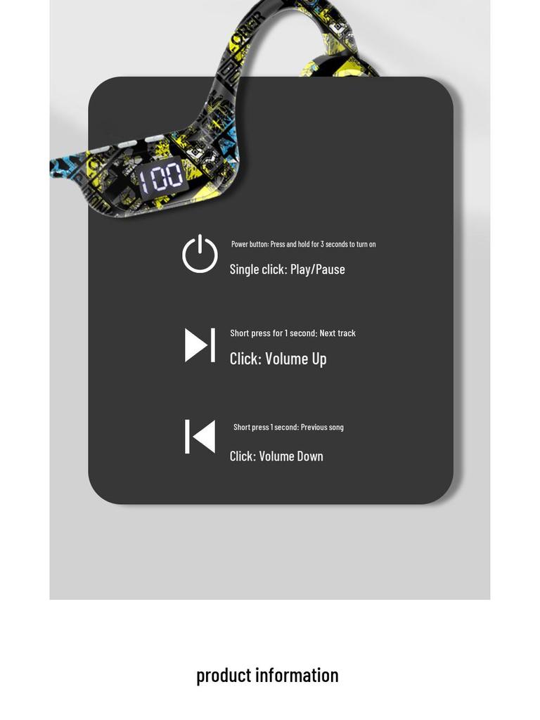 AKZ-G9 Vibration Bone Conduction Bluetooth Earphones with Card Slot, Digital Display, Neckband Design, and Long Battery Life.