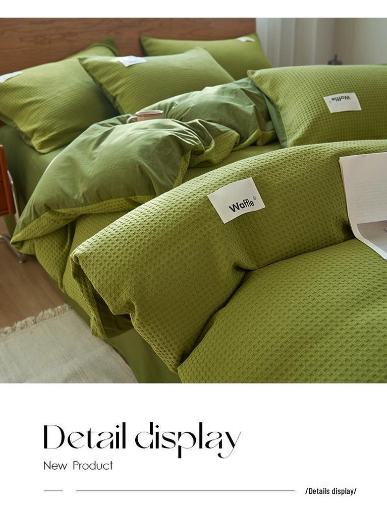 Class A Cotton Waffle Weave Luxury Bedding Set: Duvet Cover, Bed Sheet, & Pillowcases