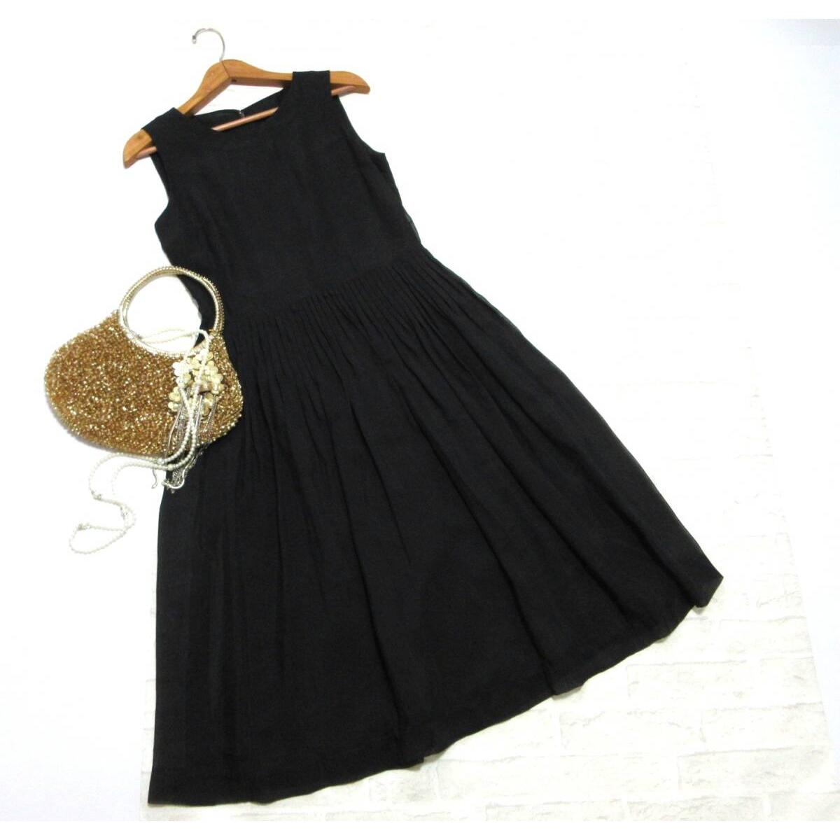 Shipping included IENA Black Silk Chiffon Georgette Flare Dress Black Silk Blend Ceremony Formal Dress
