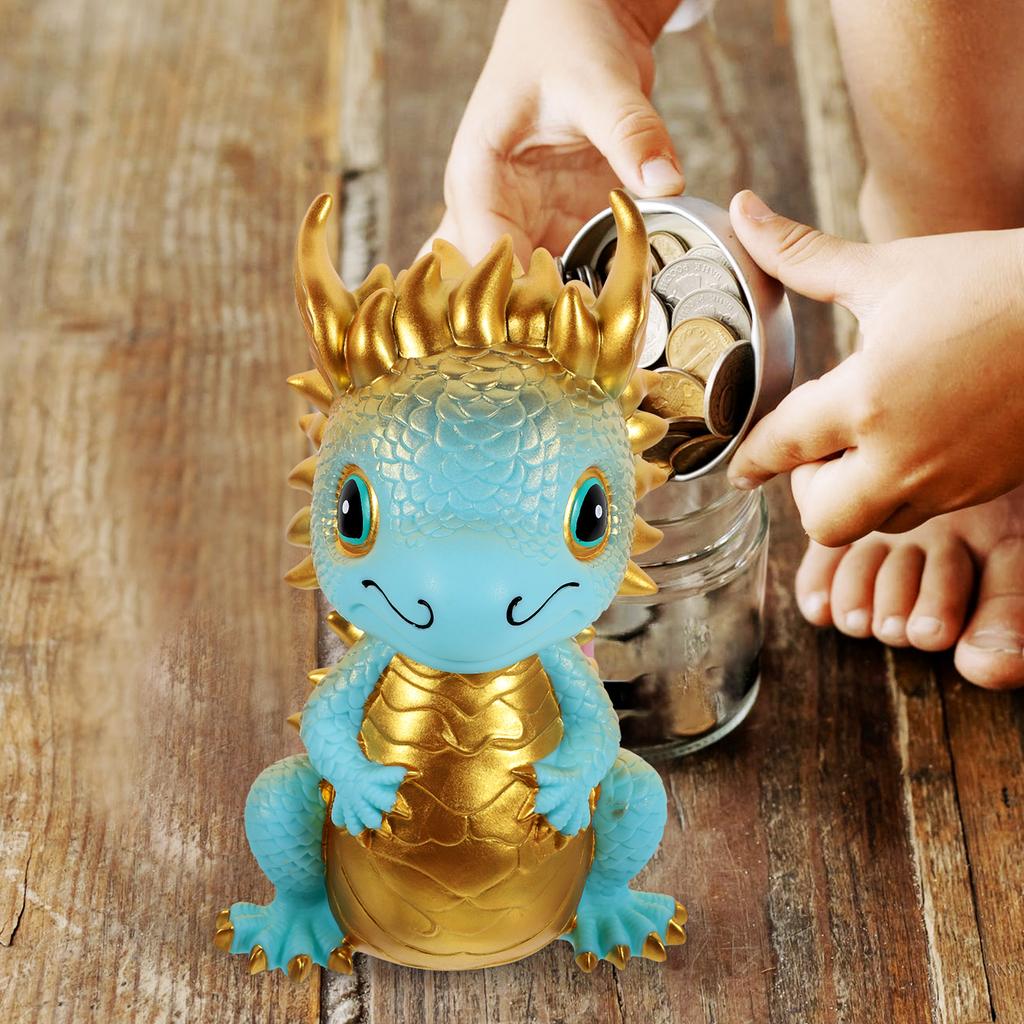 Dragon Piggy Bank Statue Little Girl for Kids Girls Children Coin Saving Jar Baby New Year Money Banks