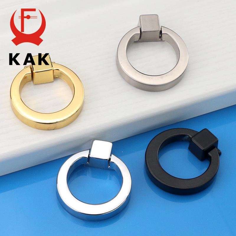 KAK 43mm Circle Handles Color Gold Silver Black Ring Zinc Alloy Door Handles Pulls Cabinet Drawer Knobs For Furniture Hardware