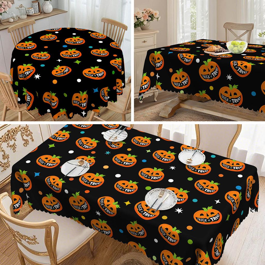 1 Piece Of Halloween Round Table Cloth, Pumpkin Pattern, Halloween Decoration, Suitable For Indoor And Outdoor Use.