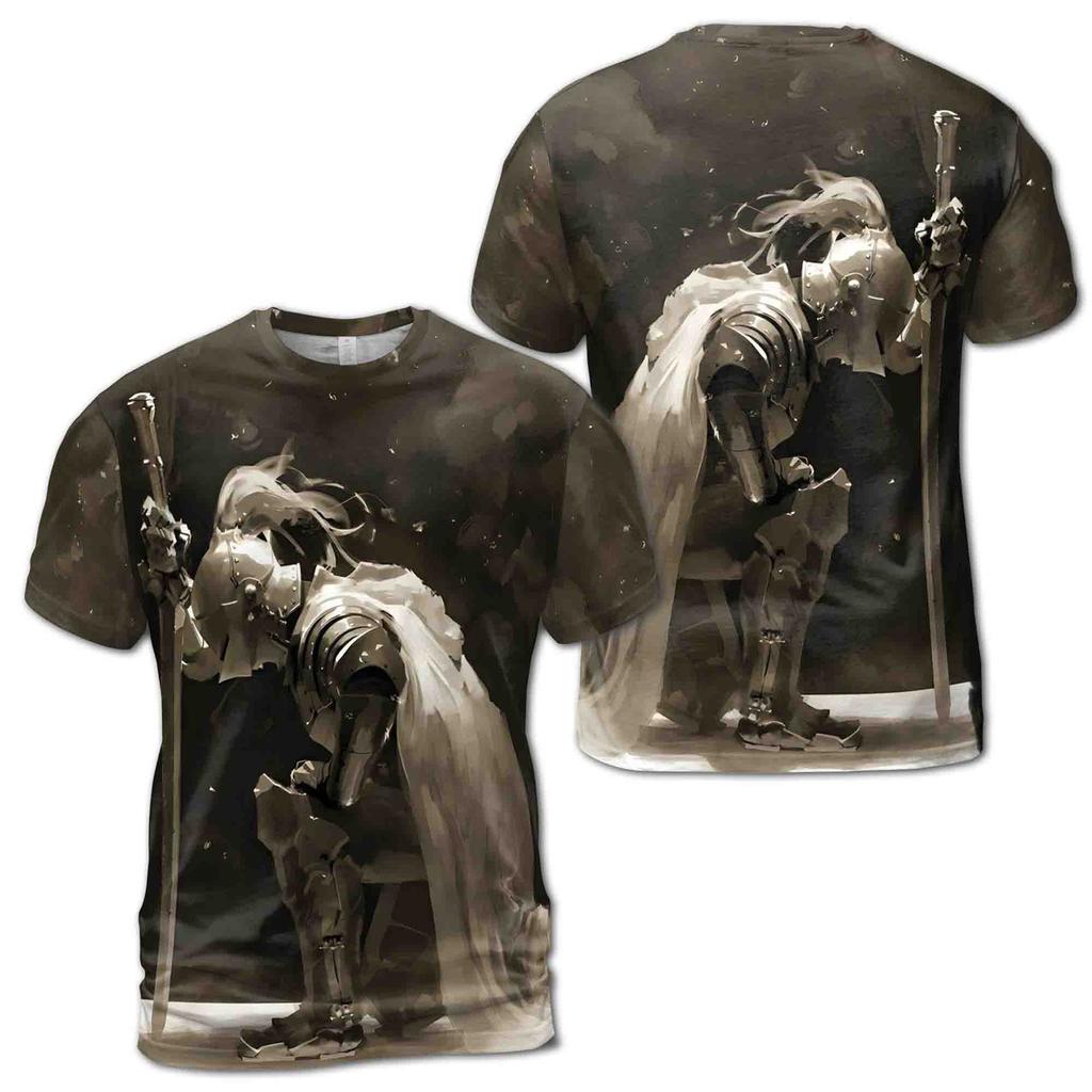 Summer Vintage Medieval Templars Graphic T-shirts for Women's 3D Printing Casual Funny T-shirt Street Outdoor Men's and Women's Tee Tops