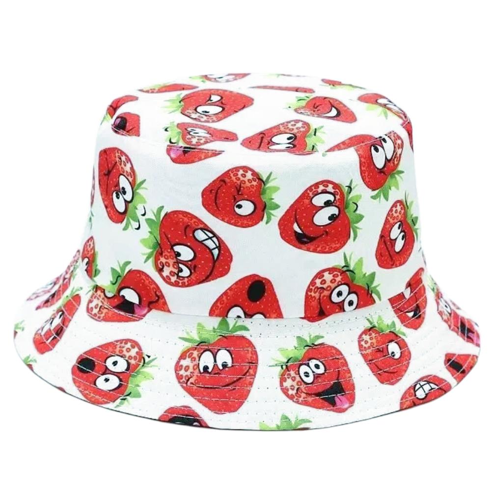Vendita Cappelli a Secchiello Unisex Estivi Doppia Faccia Stampa Frutta Cappellino Donna Cappello da Sole da Esterno Uomo Cappello a Secchiello Classico