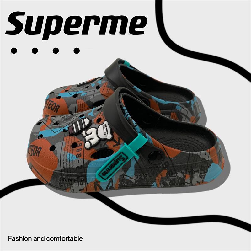 Cool slippers women's summer outer wear household thick-soled non-slip hole shoes ins couple beach slippers men