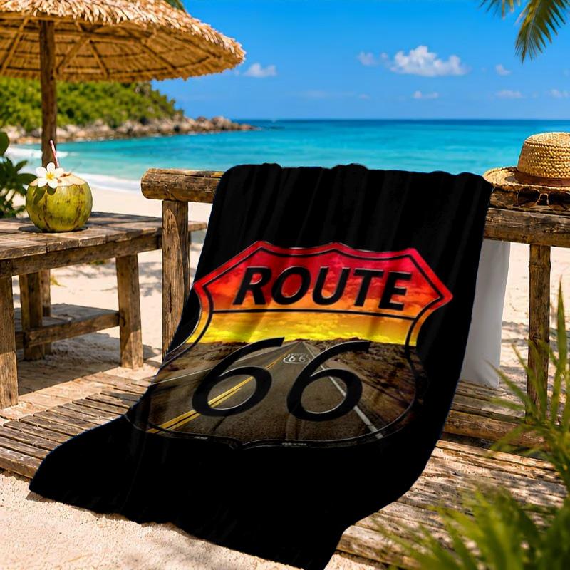 Route 66 Beach Towel, Quick-drying, Easy To Care For, Suitable for Both Fitness and Beach Vacations,Sports Essential