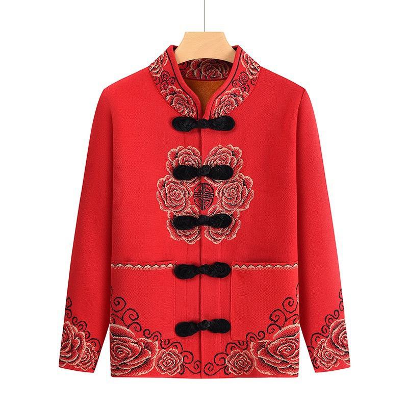 2024 New Autumn/Winter Tang Suit for Elderly Women - Grandma's Top