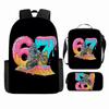 Large Capacity Schoolbag with Shoulder Strap; Student Three-piece Pencil Case Set