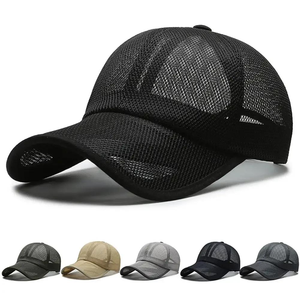 Chapeau de pêche pour homme Été Casquette de baseball entièrement en maille Unisexe Casquette de camionneur Casquettes de camionneur Séchage rapide Chapeau de golf pour la course à pied Casquette snapback réglable