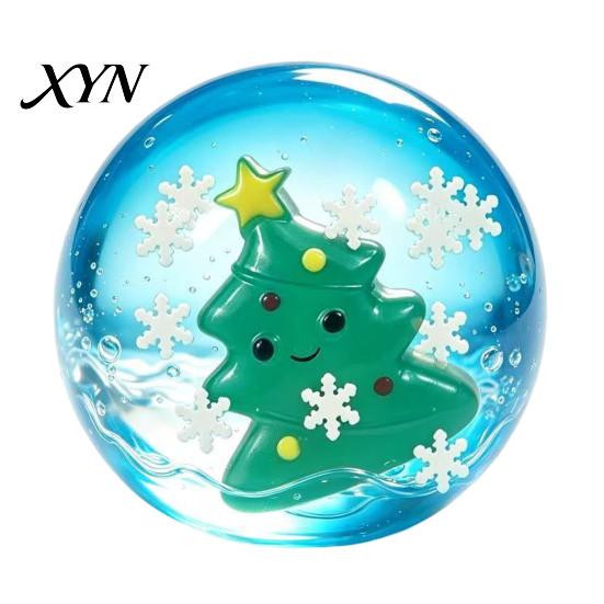 Clear Ball Sensory Toys Christmas Stress Toy, Anxiety Relief with Santa Reindeer Holiday Party Favors Tree Snowflake Figure, Soft Squeeze Fidget Toy