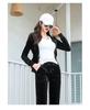 Golden Velvet Women's Casual Sports Suit: Autumn Petite Fashion Sweatshirt & Flared Pants Two-Piece Set