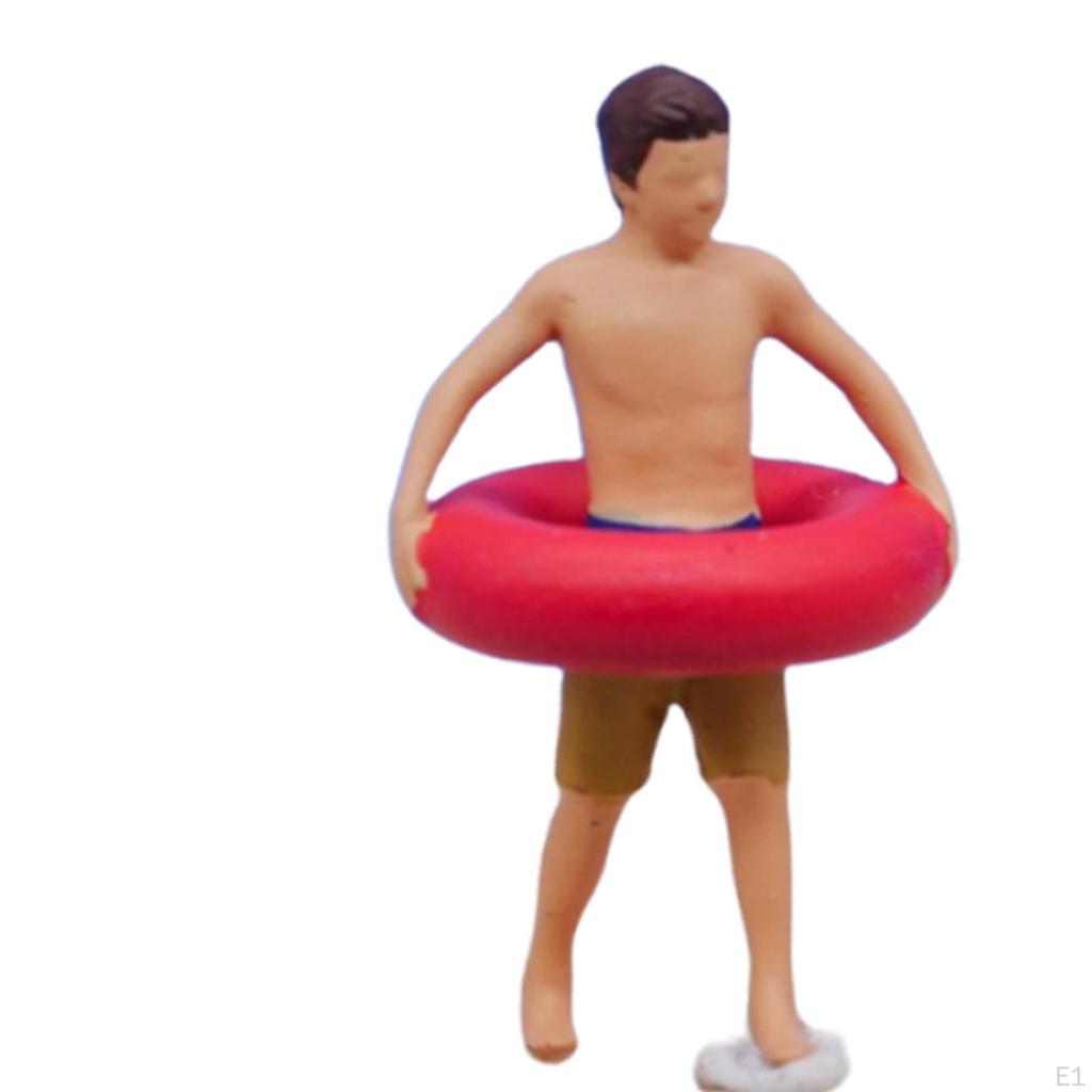 1/64 Diorama Figure Hand Painted Miniature Beach Surfing Scene Resin Figurines for Photo Props DIY
