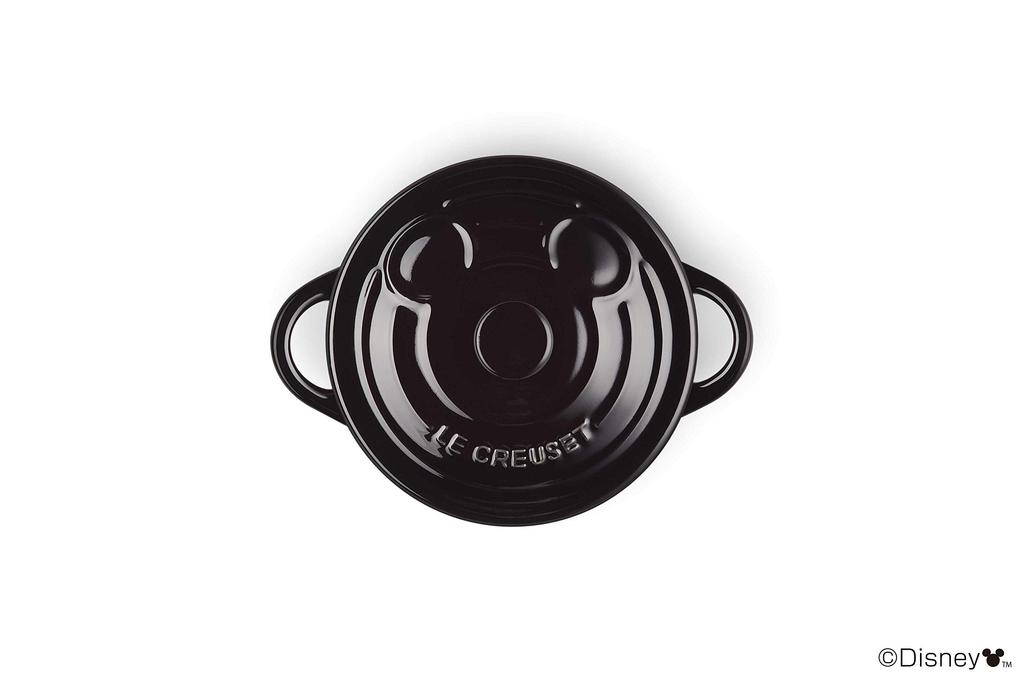 LE CREUSET Mini Cocotte, Mickey Mouse, Shiny Black, Heat and Cold Resistant, Microwave and Oven Safe [Official Japanese Product]