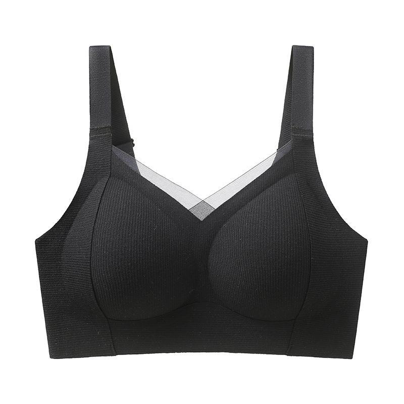 

Оригинальный женский бесшовный комплект нижнего белья для маленькой груди, предотвращающий провисание и собирающий вторичную грудь, без косточек 2XL чёрный