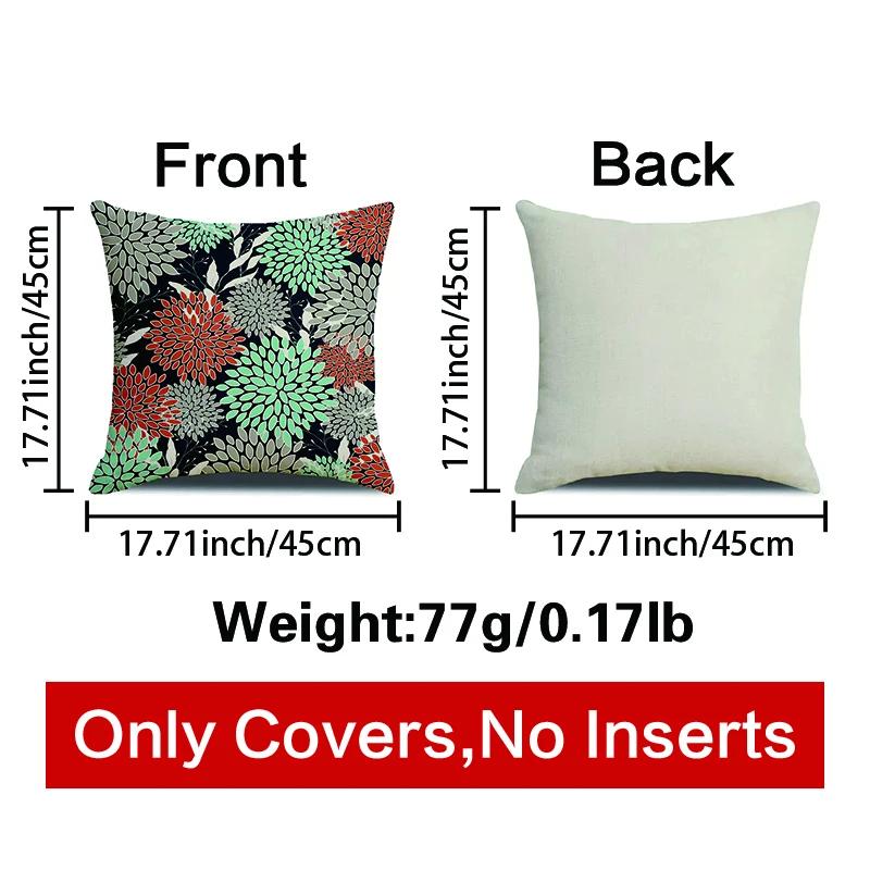 Colorful Floral Yellow Red Pattern Printed Soft Square Pillowslip Blend Cushion Cover Pillowcase Living Room Home Decor