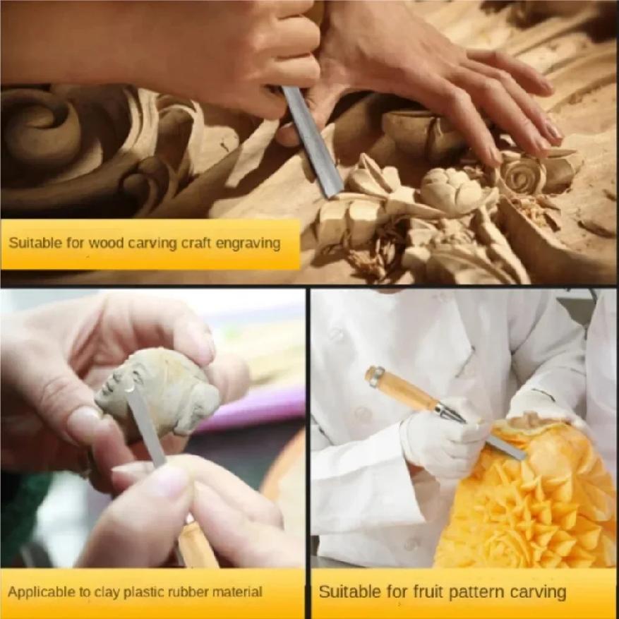 12Pcs Wooden Carving Chisel Set, Woodworking Tools Set with Pouch, Full Size Knife Gouge Kit for Carving Projects Consruction An