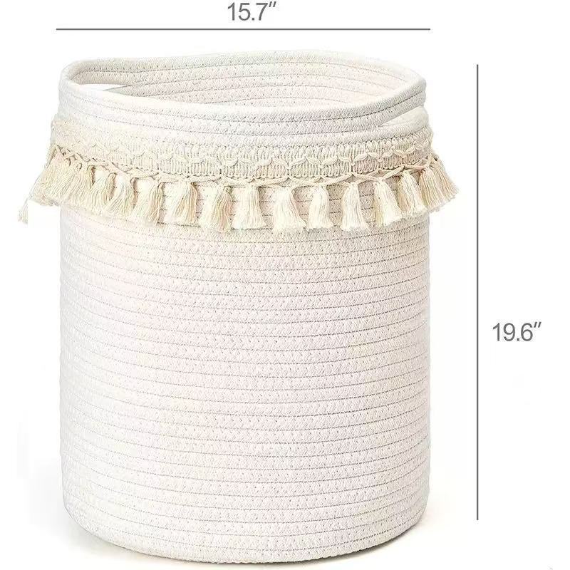 Cotton Rope Storage Basket With Handles For Home Organization And Laundry