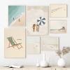 Retro Minimalist Beach Figure Swimming Surfing Poster Canvas  Wall Art Pictures Home Beach House Bathroom Decor