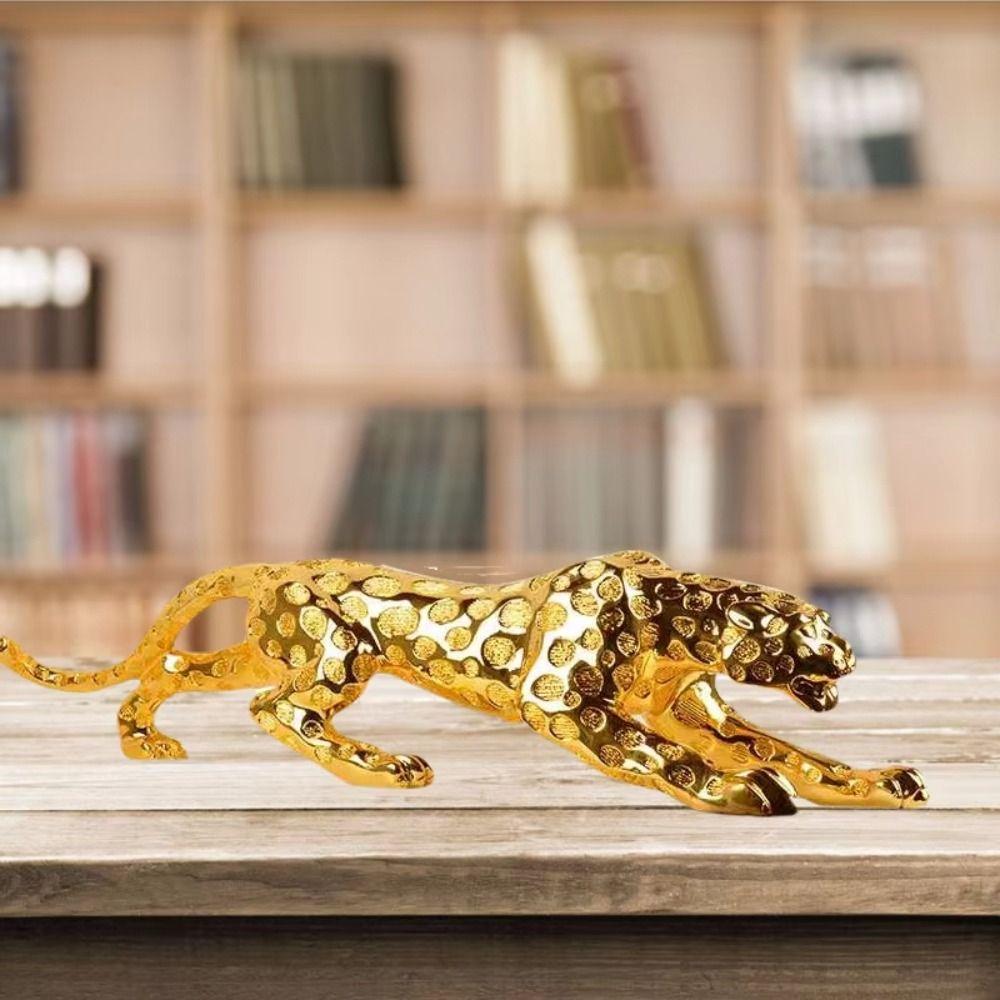 Lucky Animal Leopard Figurines Gold Brass Leopard Miniatures Vintage Cheetah Small Statue  Tea Pet
